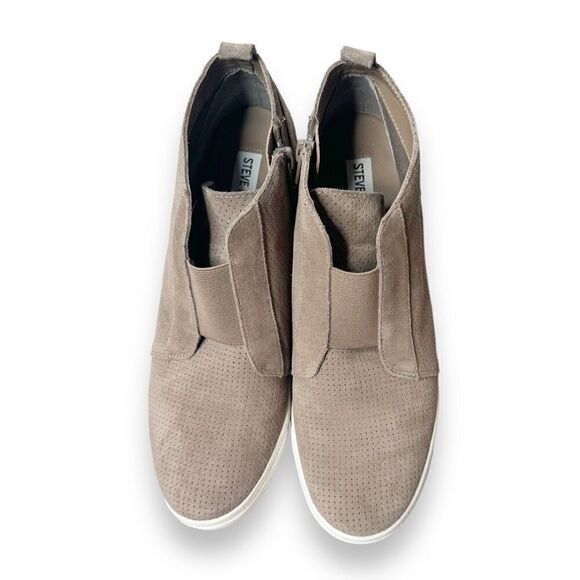 Steve Madden Wavery Hidden Wedge Taupe Suede Leather Sneaker Women’s Size 9.5 - Picture 2 of 8